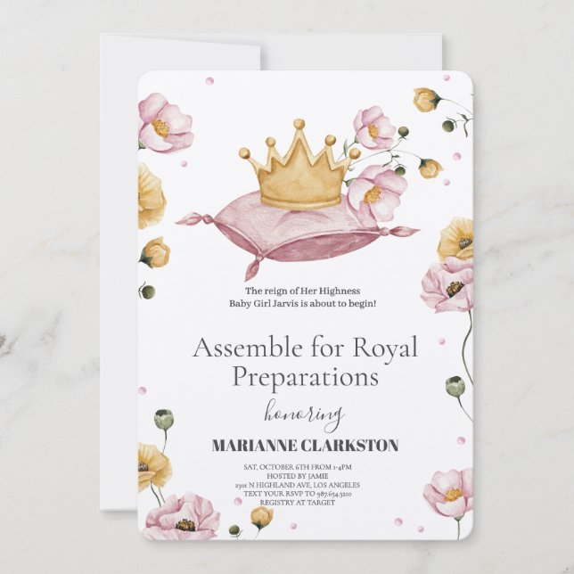 Invitación Royal Baby Shower in the Dream Castle (Anverso)