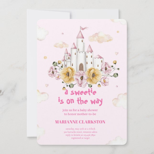 Invitación Royal Baby Shower in the Dream Castle (Anverso)