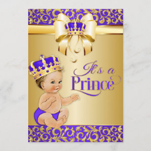 Invitación Royal Baby Shower Purple & Gold Prince Crown