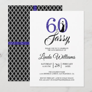 Invitación Royal Blue 60 y Sassy   60.ª fiesta de cumpleaños