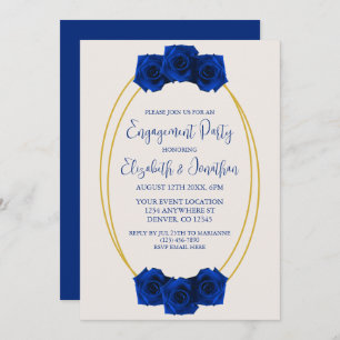 Invitación Royal Blue and Gold Geometric Engagement Party