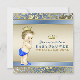 Invitación Royal Blue and Gold Prince Baby Shower