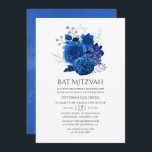 Invitación Royal Blue and Silver Floral Bat Mitzvah<br><div class="desc">Invitaciones de mitzvah de murciélago floral con acuarela de color azul real y plata de moda diseñadas para ser rápida y fácilmente adaptadas a las especificaciones de tu evento.</div>