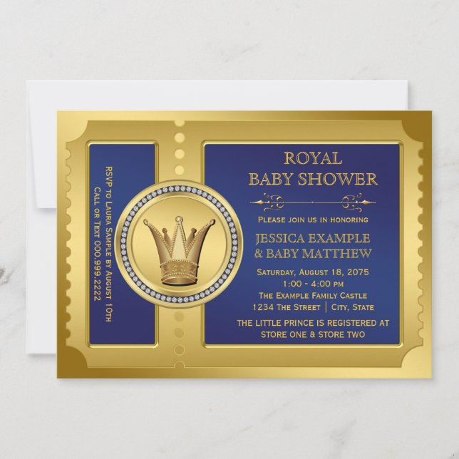 Invitación Royal Blue Boys Royal Baby Shower (Anverso)