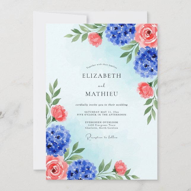 Invitación Royal Blue Brilliant Summer Wedding (Anverso)