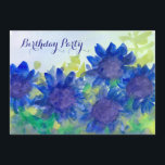 Invitación Royal Blue Daisy Flowers 80th Birthday Party<br><div class="desc">Una invitación a la fiesta de cumpleaños número 80,  decorada con flores de estilo margarita azul real y violeta y varios tonos de verde pintado en acuarela. Puede personalizar la información,  el tipo de letra y el color de la letra para que se ajusten a sus necesidades.</div>