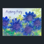 Invitación Royal Blue Daisy Flowers 80th Birthday Party<br><div class="desc">Una invitación a la fiesta de cumpleaños número 80,  decorada con flores de estilo margarita azul real y violeta y varios tonos de verde pintado en acuarela. Puede personalizar la información,  el tipo de letra y el color de la letra para que se ajusten a sus necesidades.</div>