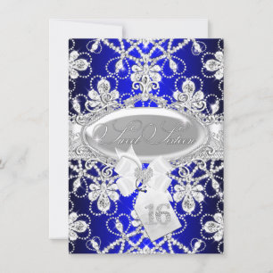 Invitación Royal Blue Diamond Tiara Princess Sweet