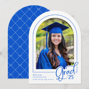 Invitación Royal Blue Elegant Photo 2025 Grad