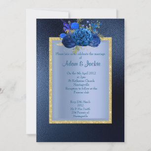 Invitación ROYAL BLUE Floral bouquet ELEGANTE BODA DE CLASE