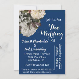 Invitación Royal Blue Floral Elegant Wedding