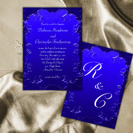 Invitación Royal Blue Flourishes Classic Elegant Wedding