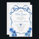 Invitación Royal Blue Flow Cinta Cinta Plata Miño<br><div class="desc">EDITABLE Royal Floral Azul Floral Cinta Cinta Plata Corona Mis Quince Invitación Elegante Quinceañera Real Floral Azul Princesa Nacimiento Invitación A La Corona Plata Mis Quince 15 Anos,  Fiesta de Cumpleaños 16</div>