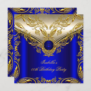 Invitación Royal Blue Gold Elegant Elite Fiesta de Cumpleaños
