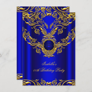Invitación Royal Blue Gold Elegant Elite Partido de Cumpleaño