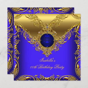 Invitación Royal Blue Gold Elegant Elite Partido de Cumpleaño