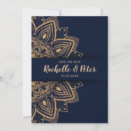 Invitación Royal Blue Gold Elegant Luxury Wedting