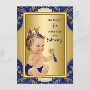 Invitación Royal Blue Gold Prince Baby Shower
