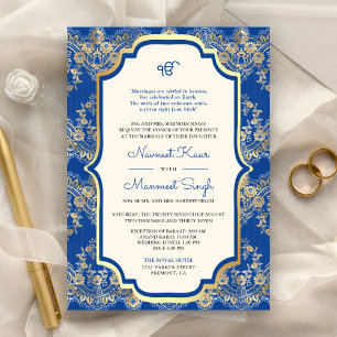 Invitación Royal Blue Lace Código QR Anand Karaj Boda Sij