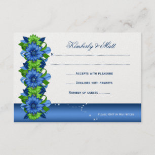 Invitación Royal Blue Lime Green Floral RSVP