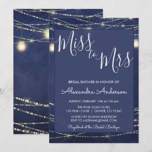 Invitación Royal Blue Mason Jars Miss to Mrs Bridal Shower