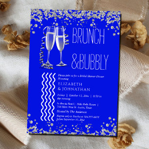 Invitación Royal Blue Minimal Brunch Y Burbujeante 