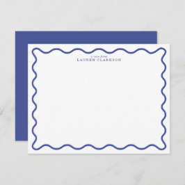 Invitación Royal Blue Modern Wavy Border Note Card