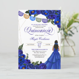 Invitación Royal Blue Papel Picado Quinceañera 15º cumpleaños
