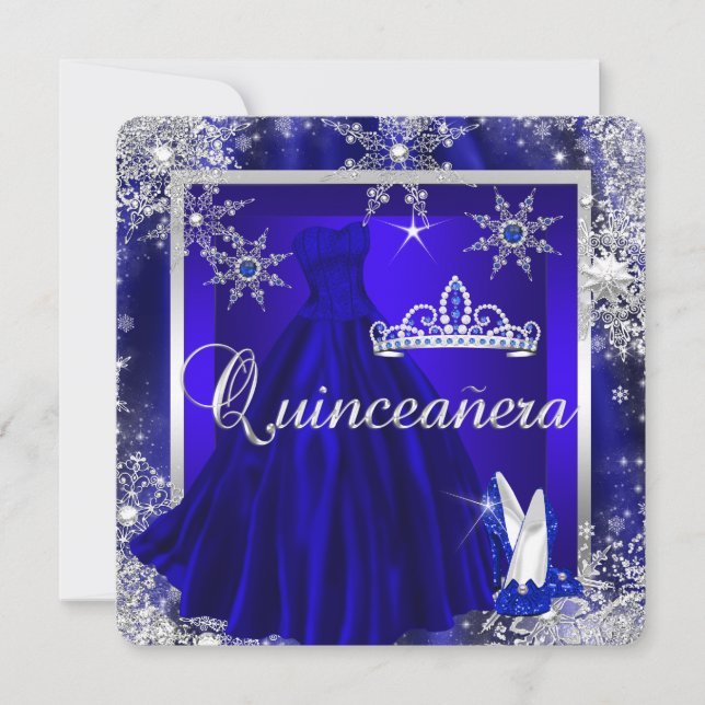 Invitación Royal Blue Quinceanera 15ª Elite Elegante Cumpleañ (Anverso)
