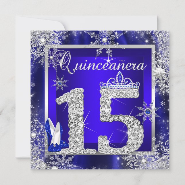 Invitación Royal Blue Quinceanera 15ª Elite Elegante Cumpleañ (Anverso)