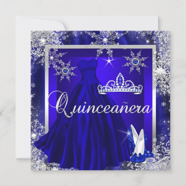 Invitación Royal Blue Quinceanera 15ª Elite Elegante Cumpleañ (Anverso)