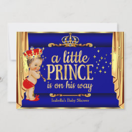 Invitación Royal Blue Red Drapes Prince Baby Shower