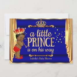 Invitación Royal Blue Red Drapes Prince Baby Shower Étnica
