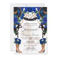 Royal Blue Rosa y Black Western Charro Quinceanera