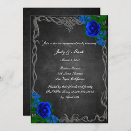 Invitación Royal Blue Rose Chalk Board Fall Engagement Party
