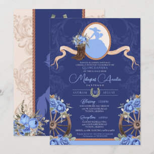 Invitación Royal Blue Rustic Charro Quinceanera