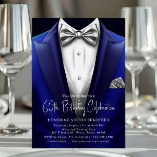 Invitación Royal Blue Silver Tuxedo significa cualquier númer