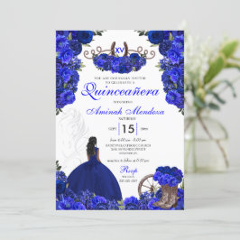 Invitación Royal Blue Western Princess Charro Quinceanera