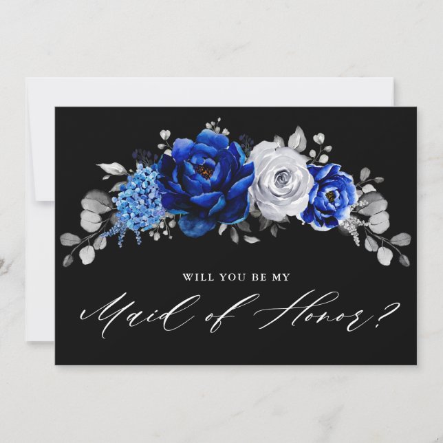 Invitación Royal Blue White serás mi criada de honor Inv (Anverso)