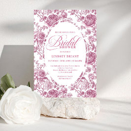 Invitación Royal Blush Velvet Rose Pattern Bridal Shower 