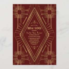Invitación Royal Burgundy Gold Great Gatsby Bridal Shower