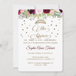 Invitación Royal Burgundy Gold Mis Quince Script Quinceañera