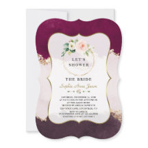 Royal Burgundy Pink Flowers Gold Bridal Shower