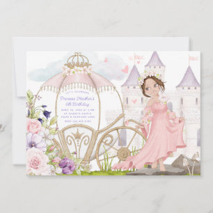 Invitación Royal Carriage Brunette Princess Birthday