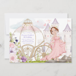 Invitación Royal Carriage | Cumpleaños de la princesa roja