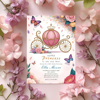 Invitación Royal Carriage Princess Baby Shower