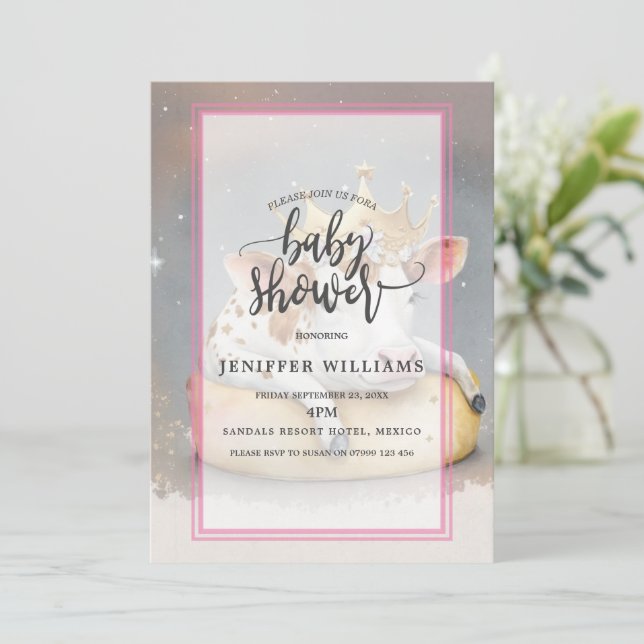 Invitación Royal Cow Dreaming on Cheese Throne                (Anverso de pie)