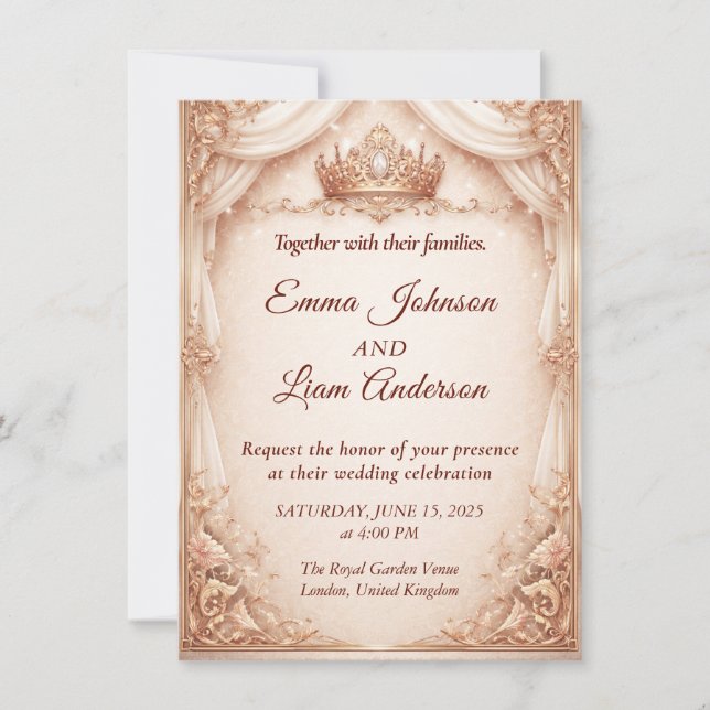Invitación Royal Crown Wedding Invitation (Anverso)
