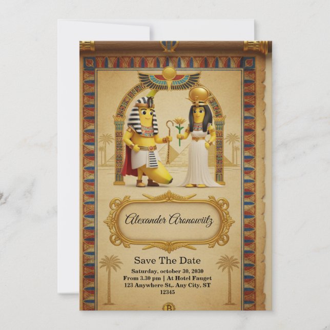 Invitación Royal Egyptian Wedding Invitation – Elegant Pharao (Anverso)