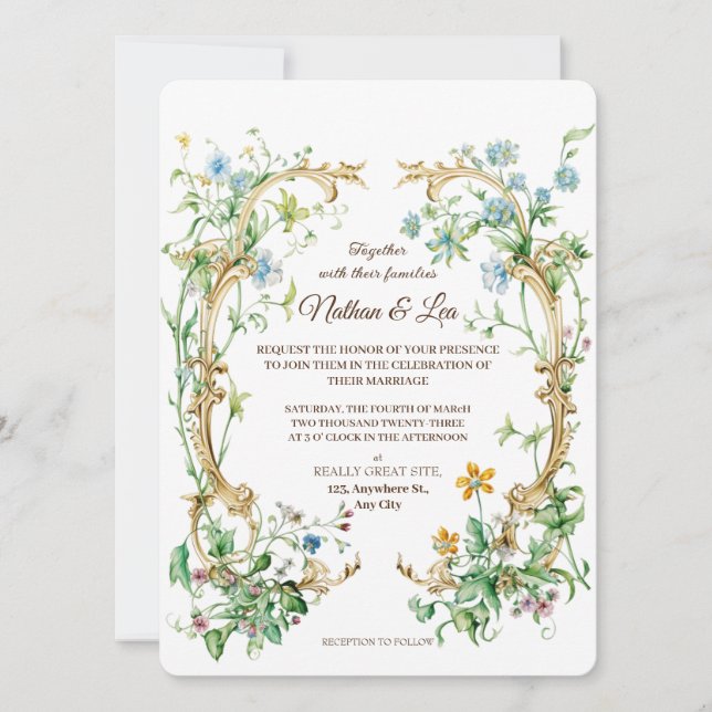 Invitación Royal Elegant Botanical Floral Aristocracy Wedding (Anverso)